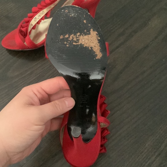 Browns Couture Red Satiny Heels - Picture 3 of 6